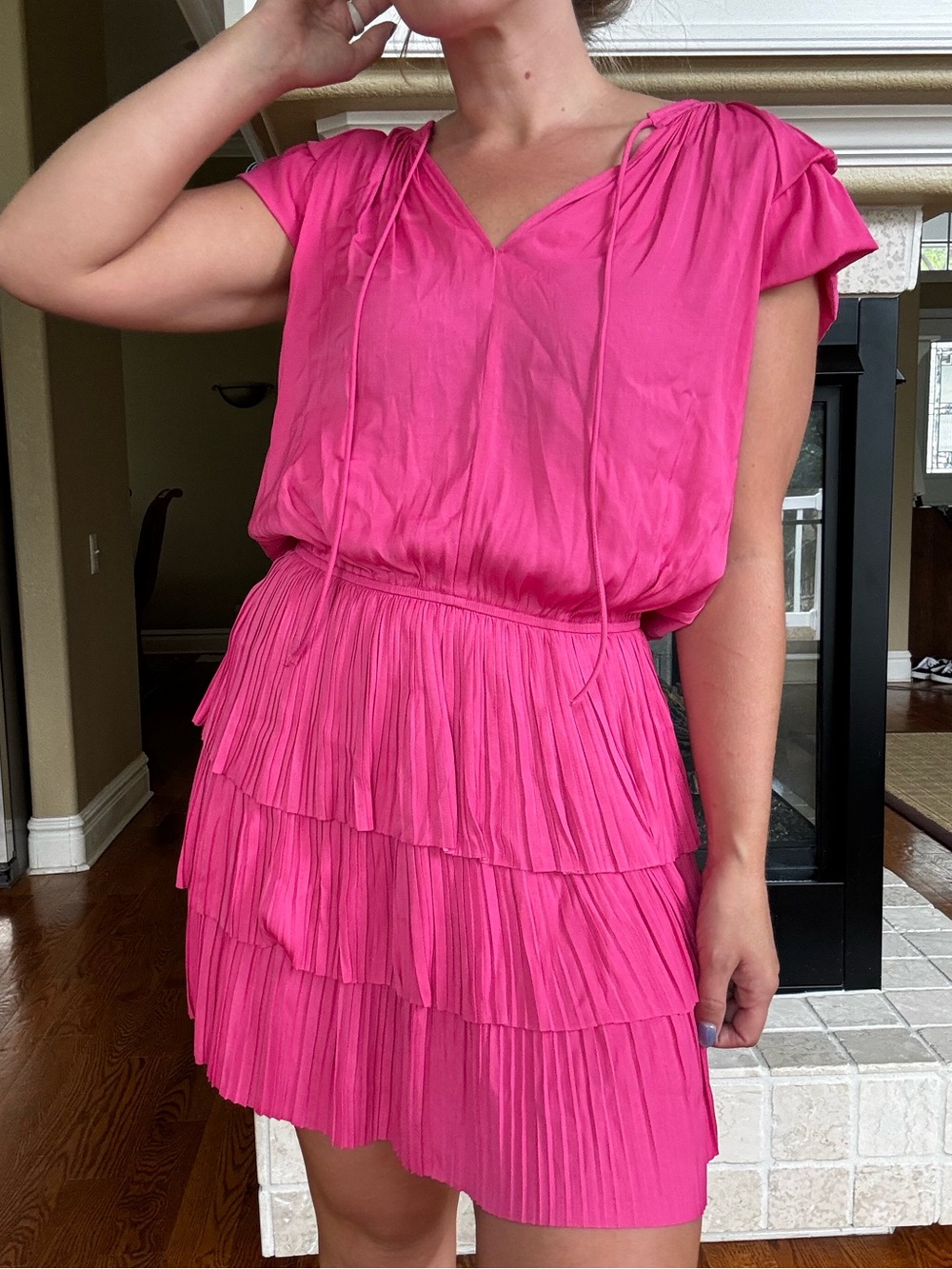 Current Air‎ Zoey Magenta Pink Satin Drop Waist Mini Dress College Rush Sorority